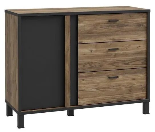 Komoda s zásuvkami OREN hnedá/čierna