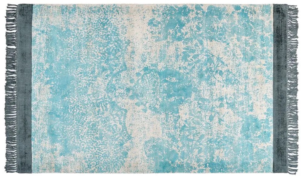 Viskózový koberec 140 x 200 cm modrá/béžová AKARSU Beliani