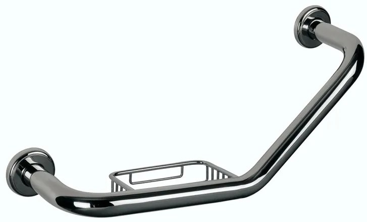 BISK Erga Niagara, zahnuté nerezové madlo 450 mm s držiakom na mydlo, chrómová, ERG-71925