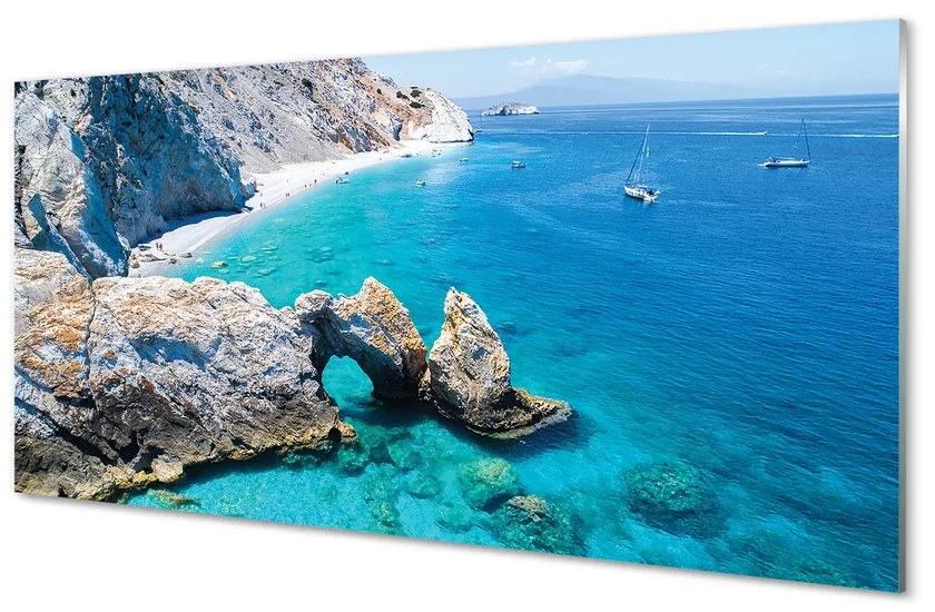Obraz na akrylátovom skle Grécko beach brehu mora 125x50 cm