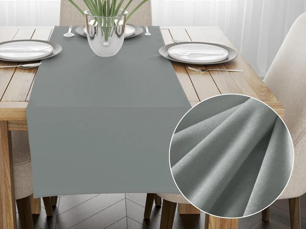 Biante Zamatový behúň na stôl SV-029 Cementovo sivý 35x180 cm