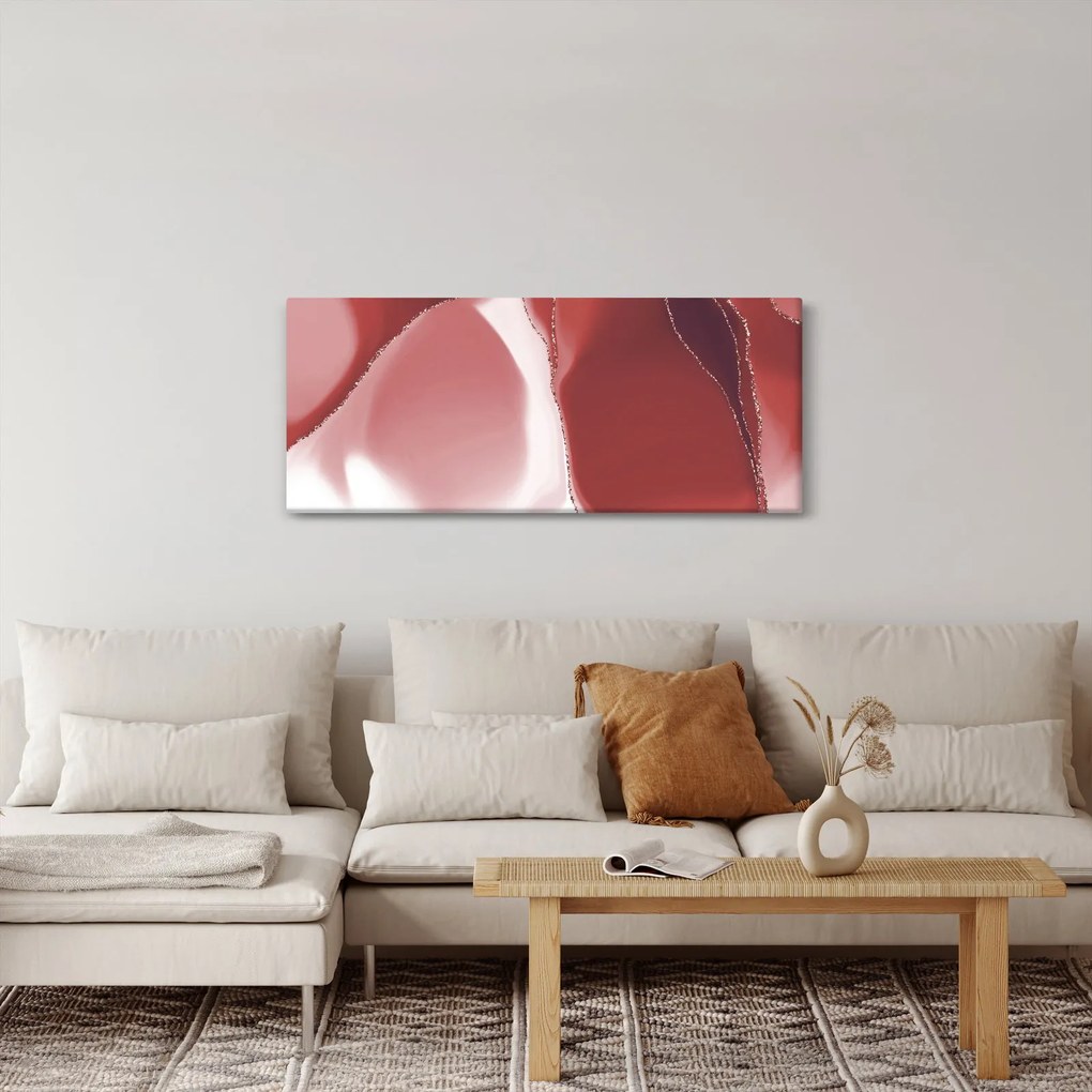 Obraz - Červená abstraktná kvetina N⁰3 (120x50 cm)