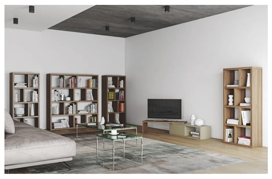 Sivý variabilný televízny stolík s orechovou dyhou TemaHome Move