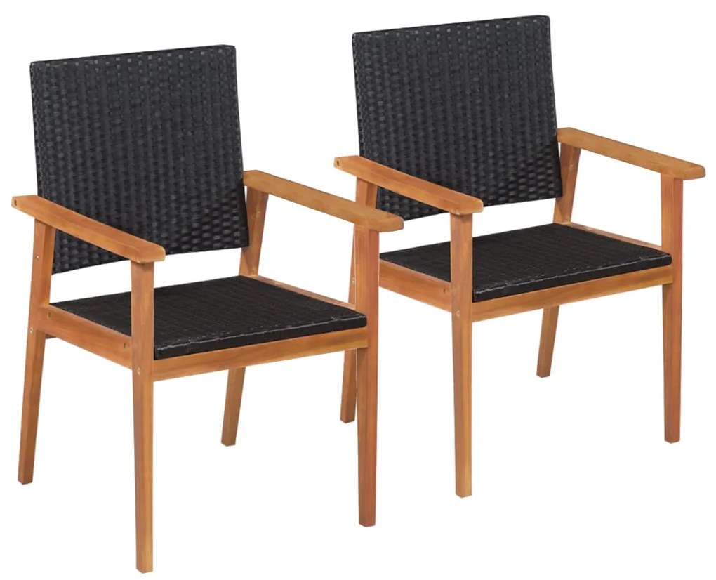 vidaXL Vonkajšie stoličky 2 ks, polyratan, čierne a hnedé