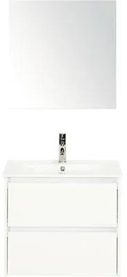 Kúpeľňový nábytkový set Dante 60 cm s keramickým umývadlom biela vysoko lesklá a zrkadlovou skrinkou
