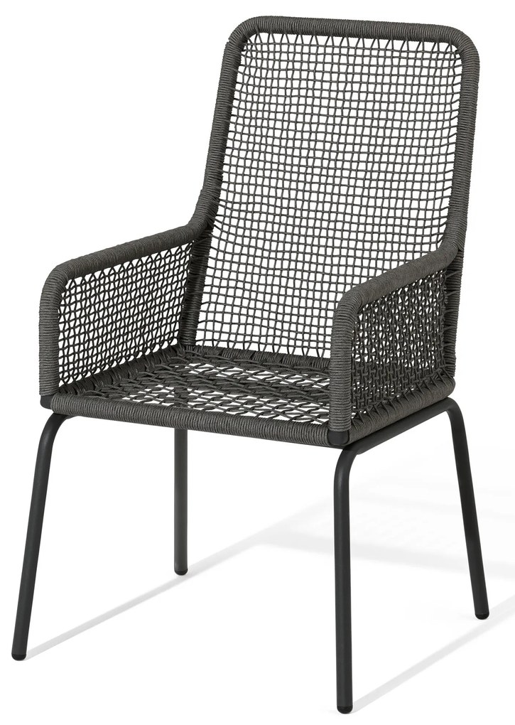 Stolička s vysokým operadlom s textilným výpletom