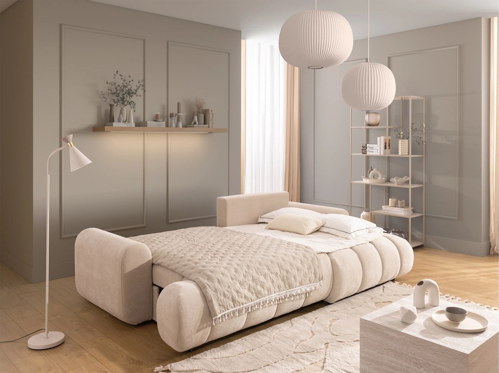 Rozkladacia rohová sedačka Lutario Mini pravá - béžová hydrofóbna pletenina Venice 2026