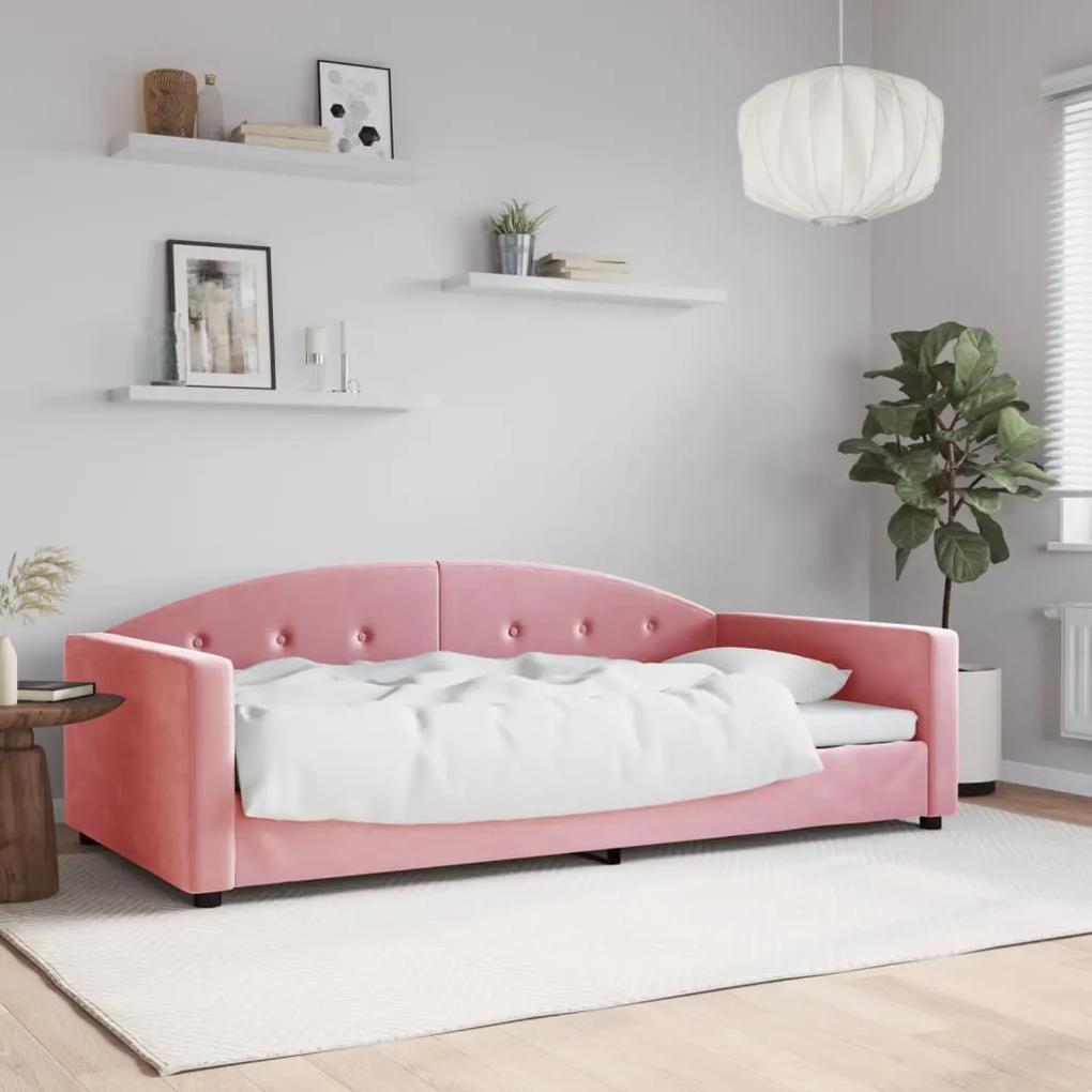 Denná posteľ ružová 100x200 cm zamat 354146