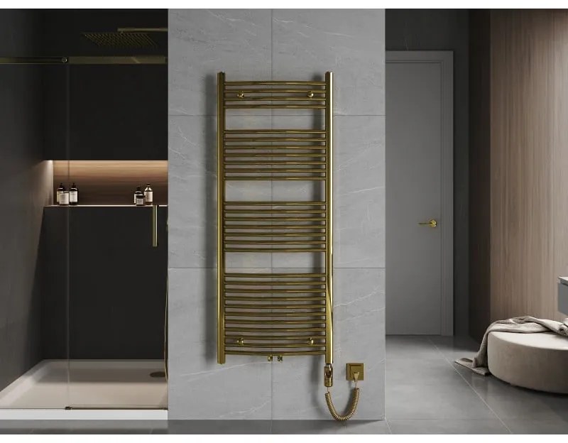Mexen Ares, elektrické vykurovacie teleso 1500x600 mm + vykurovacia tyč 600 W, zlatá lesklá, W102-1500-600-2600-50