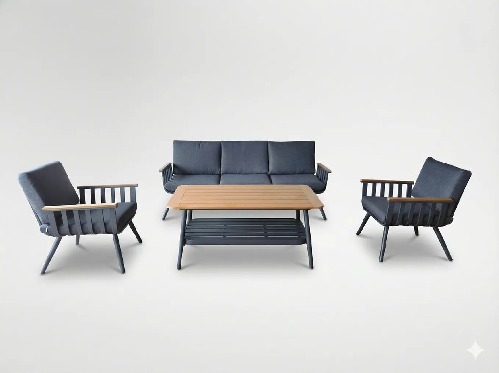 CH 4-dielny hliníkový záhradný nábytok - sivá