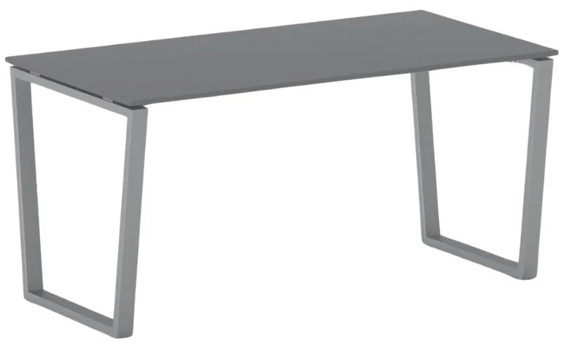Kancelársky stôl PRIMO IMPRESS, 160x80 cm, sivostrieborná podnož, grafit