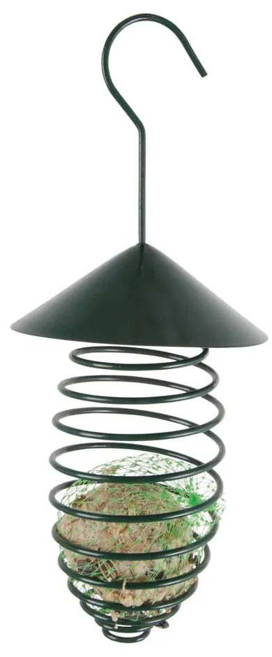 Tmavozelené kovové kŕmidlo so strechou Esschert Design, ⌀ 10,8 cm