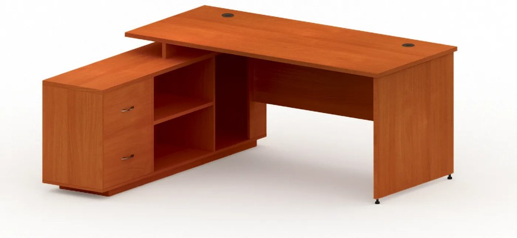Kancelársky stôl so skrinkou MIRELLI 160x160 cm, ľavý, čerešňa