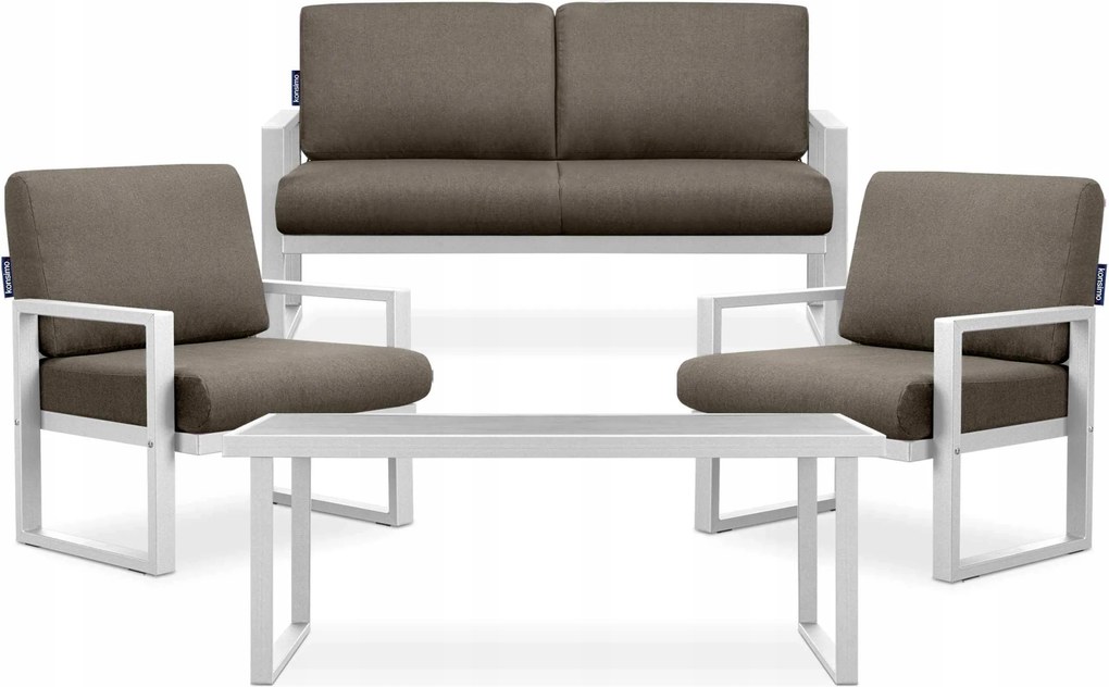 Sada záhradného nábytku stôl pohovka stolík biela/béžová Konsimo Frena loft