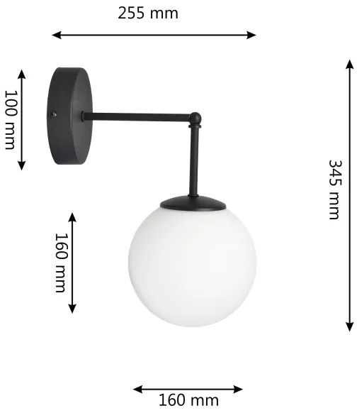 Nástenná lampa MOON 1xE27/15W/230V čierna