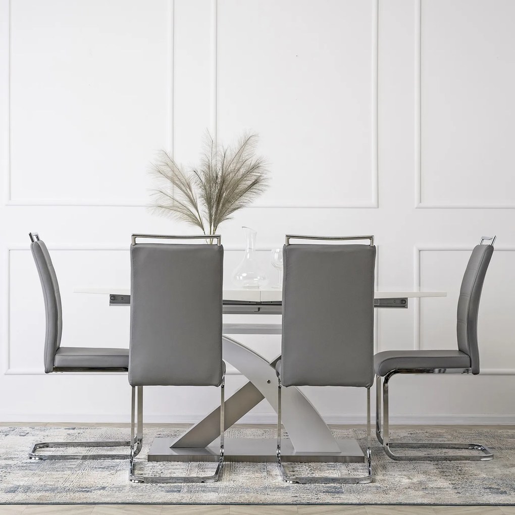 Jídelní židle Loca ekokůže šedá/stříbrná