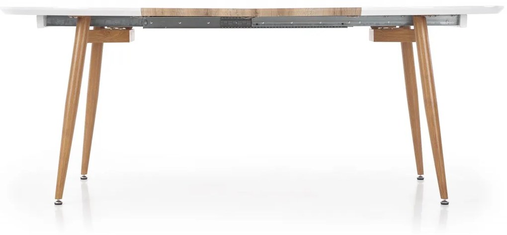 Oválny rozkladací jedálenský stôl Edward 120/200 cm biely/medový dub