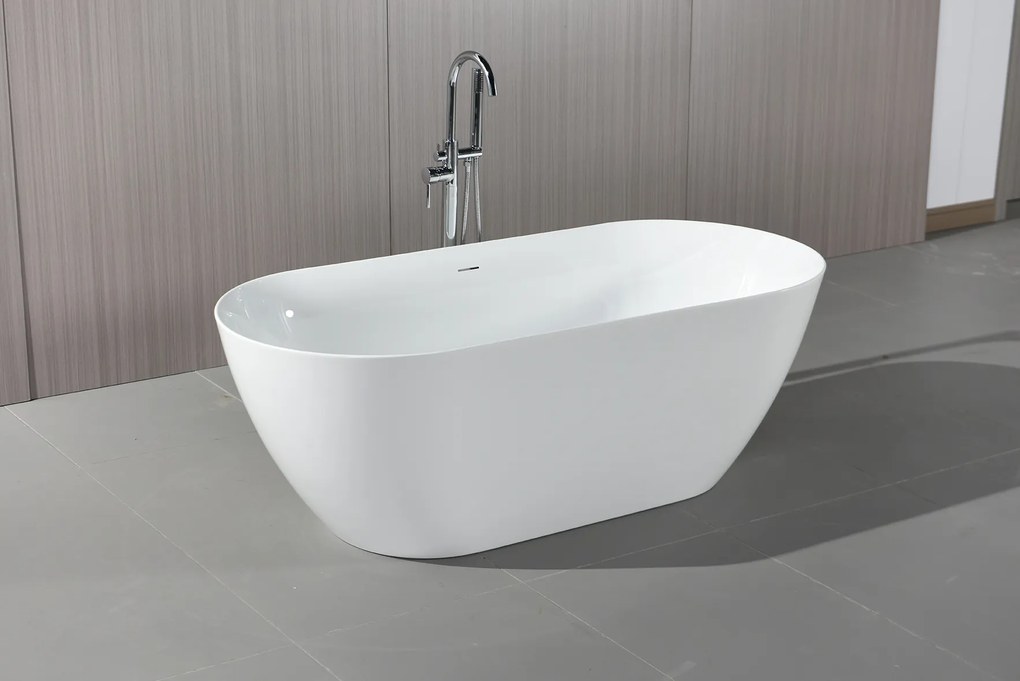 Erga Molly, voľne stojaca vaňa 150x75 cm + odtoková zátka, biela lesklá, ERG-Molly-150075-WH-WH