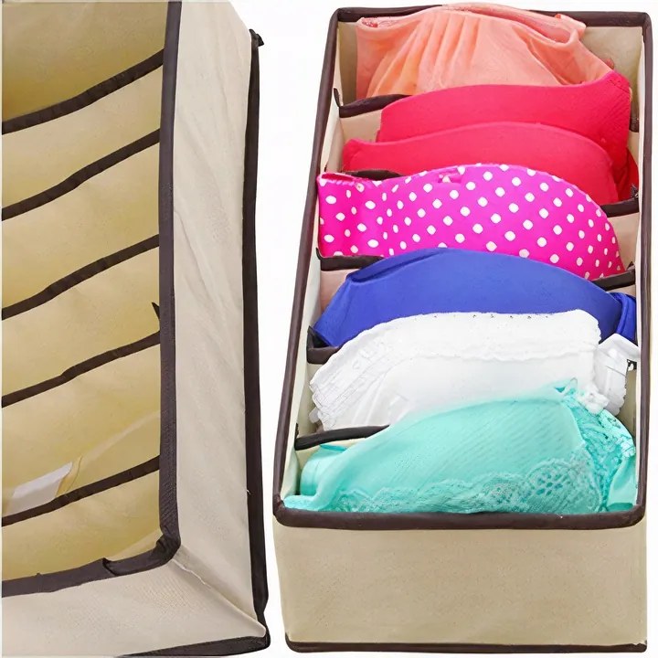 VERK GROUP Organizér na spodnú bielizeň, KIPIT, 6 priehradiek, béžový, 34 x 16 x 10 cm