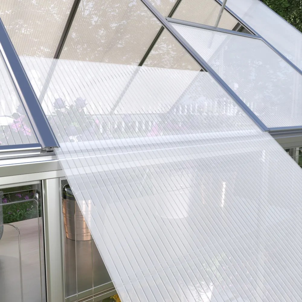 Skleník so základňou BestBerg SH-9 / 9 m² / 480 x 182 x 208 cm / strieborná