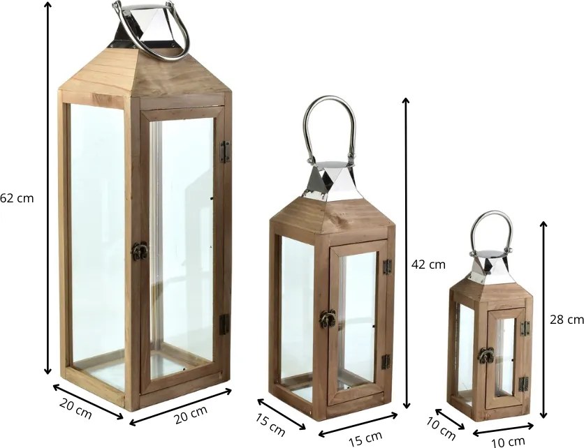 Sada 3 ks lampášov LEVI 62/42/28 hnedá