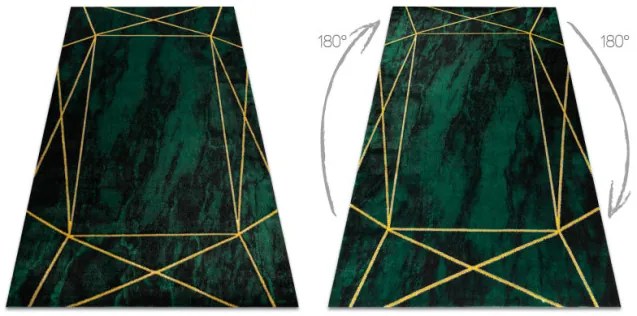 Koberec EMERALD exkluzívny 1022 glamour, styl geometrický, marmur  fľaškovo zelený / zlatý