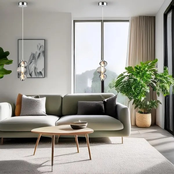 LED luster na lanku BOLLA LED/12W/230V priemer 16 cm lesklý chróm/dymová šedá