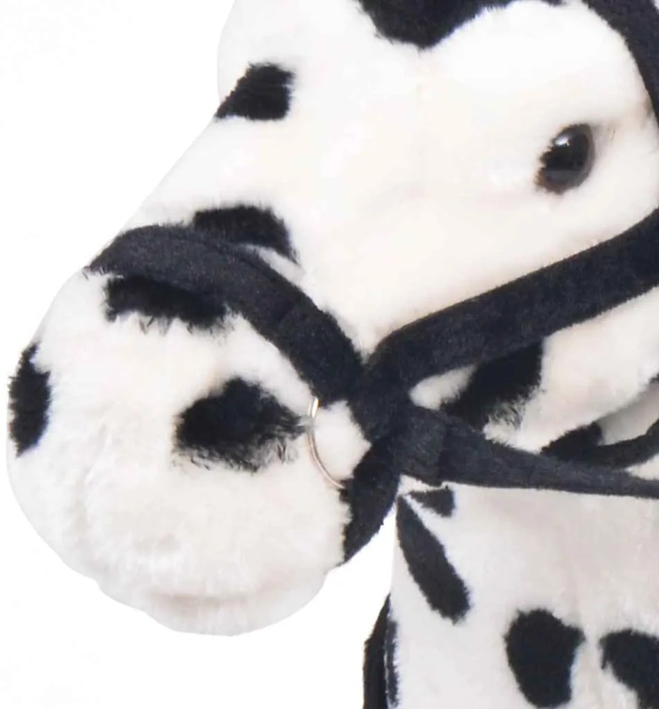 Stojaci plyšový hračkársky koník, čierno biely XXL