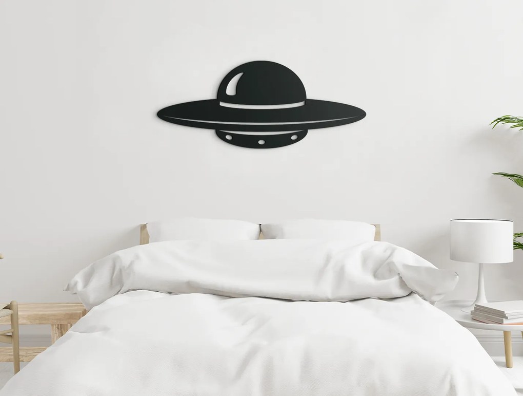 drevko Drevená nálepka na stenu UFO Rozmer obrazu: 18,5 x 44,5 cm, Farba dekorácie: Čierna