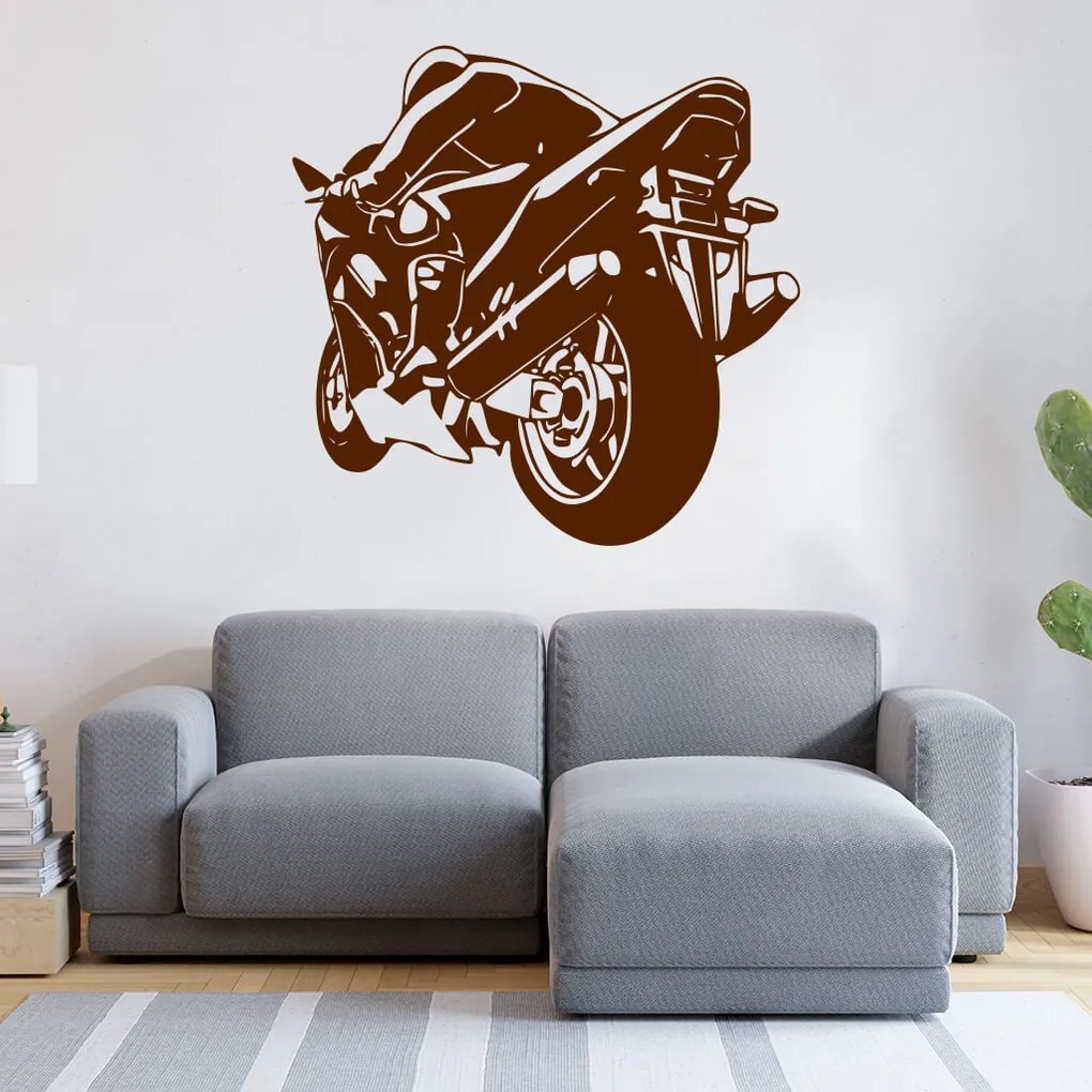 Veselá Stena Samolepka Športová motorka Farba: červená, Veľkosť: 80 x 78 cm