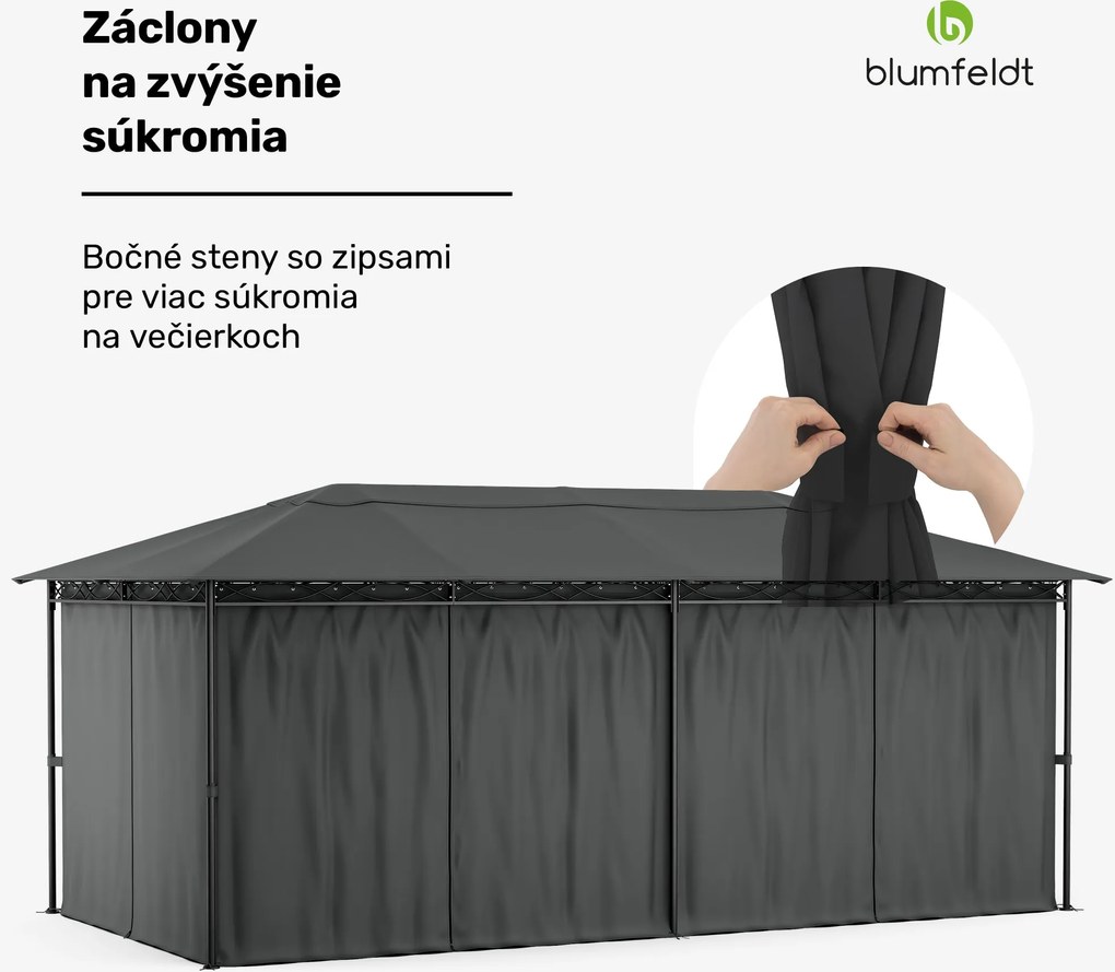 Blumfeldt Mondo 3x6 altánok s kovovým rámom a 4 bočnými stenami