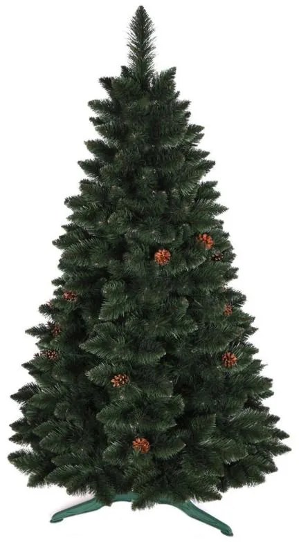 Umelý 3D vianočný stromček BOROVICA smaragdová 180cm so šiškami