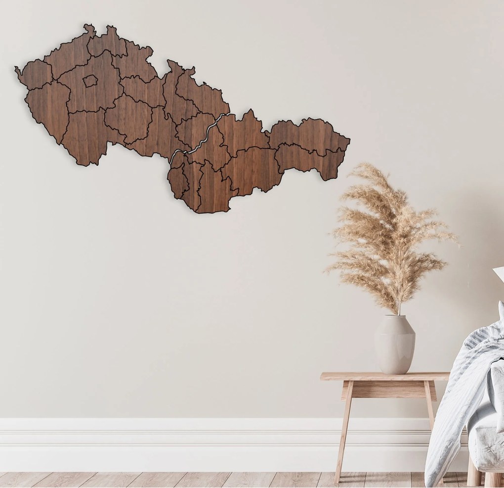 Drevená mapa Československej republiky - Zemepis: HDF - Orech 40 x 23 cm 4403-84131 HDF-M011