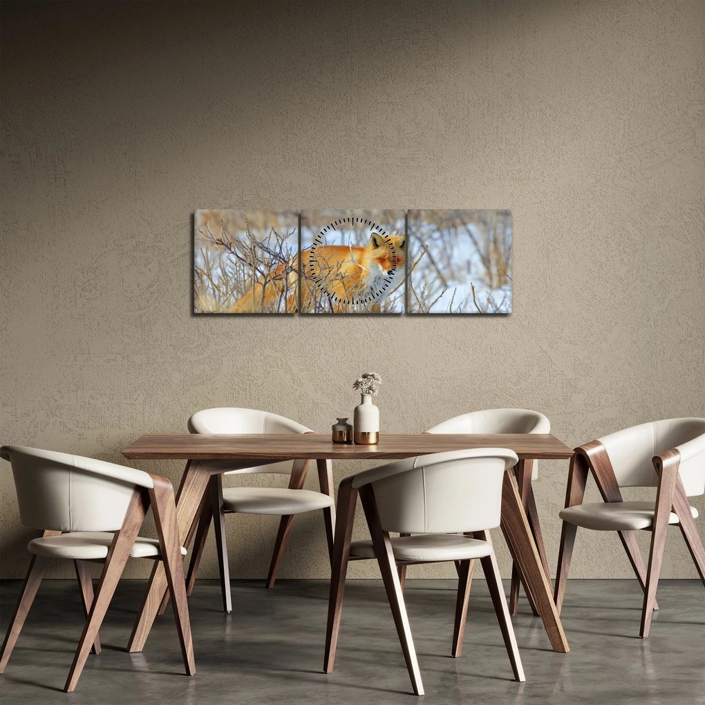 Obraz - Lišiak (s hodinami) (90x30 cm)