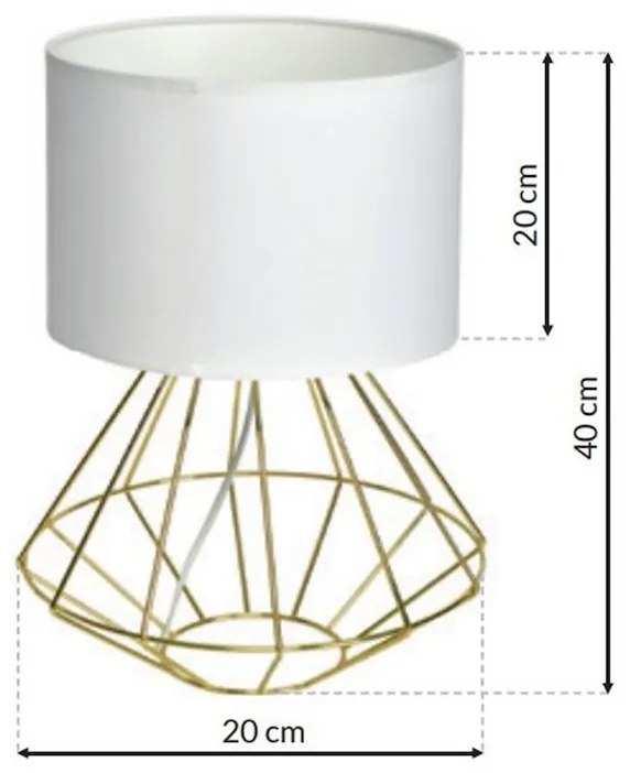 Stolná lampa Lupo, 1x biele textilné tienidlo, g