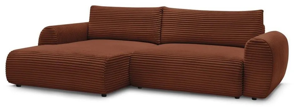 Menčestrová rozkladacia rohová pohovka v tehlovej farbe (ľavý roh) Lucien – Bobochic Paris