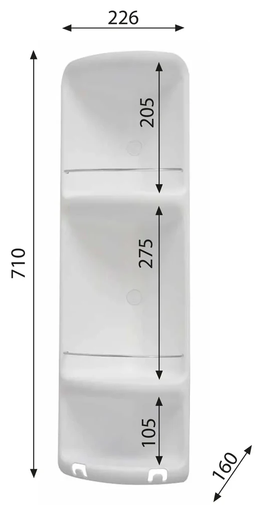 Gedy Gedy, CAESAR rohová polička s 3 poschodiami, 226x710x160 mm, ABS plast, biela, 7081