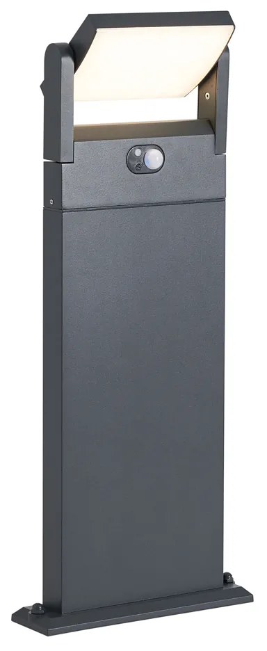 Vonkajšie stĺpikové svietidlo tmavosivé s pohybovým senzorom 60 cm IP54 solárne - Judge