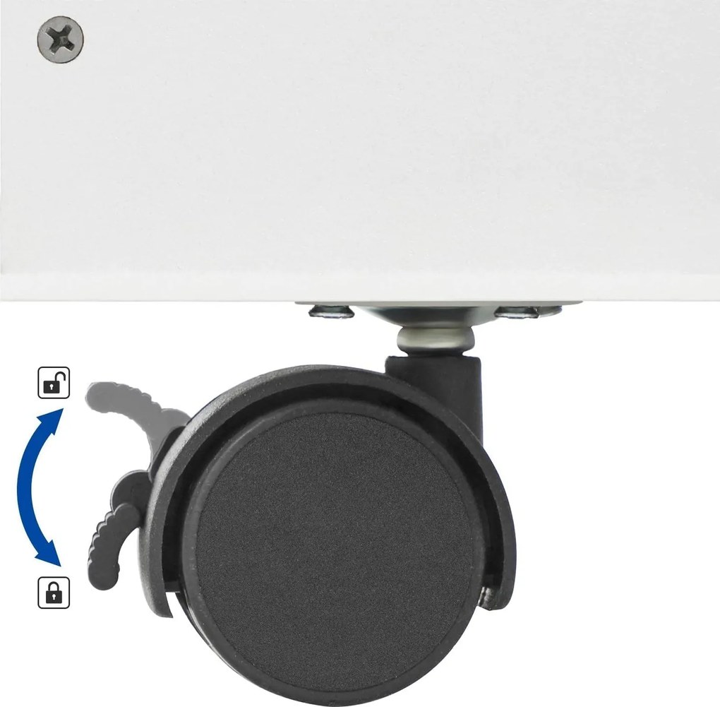 Detský organizér na knihy s úložným boxom na hračky, biely s vesmírnym motívom