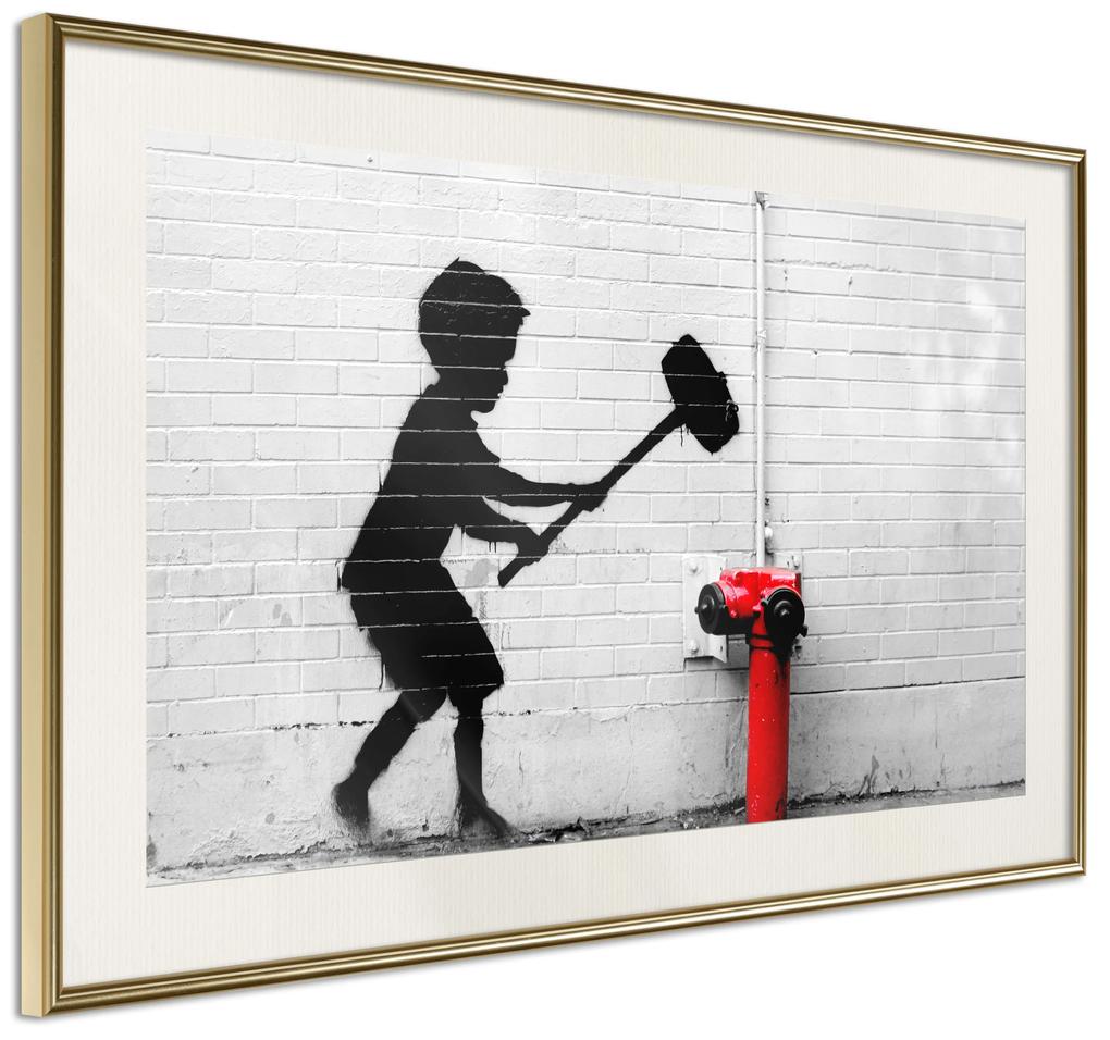 Artgeist Plagát - Destroy Hydrant [Poster] Veľkosť: 45x30, Verzia: Čierny rám s passe-partout