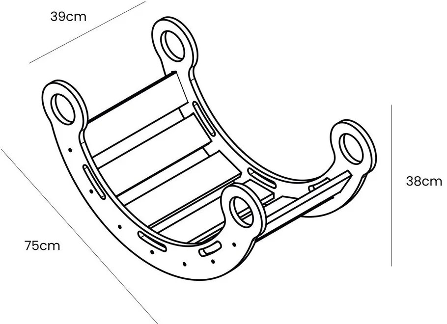 Biela/sivá hojdačka z borovicového dreva 39x75x38 cm Montessori – Meowbaby