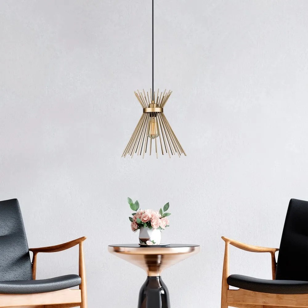 Kovové závesné svietidlo v zlatej farbe Izmir – Squid Lighting