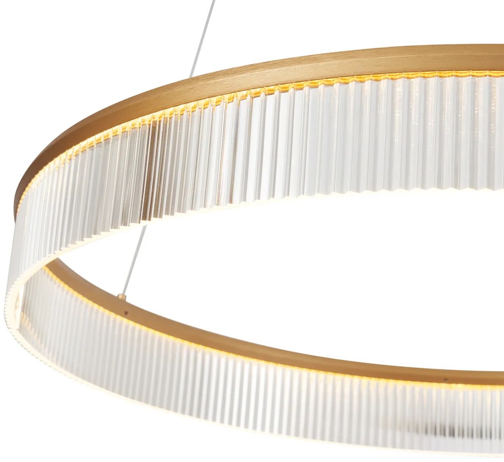 Moderné závesné svietidlo mosadzné 78 cm vrátane LED s 3-stupňovým stmievaním - Anello Chandelier