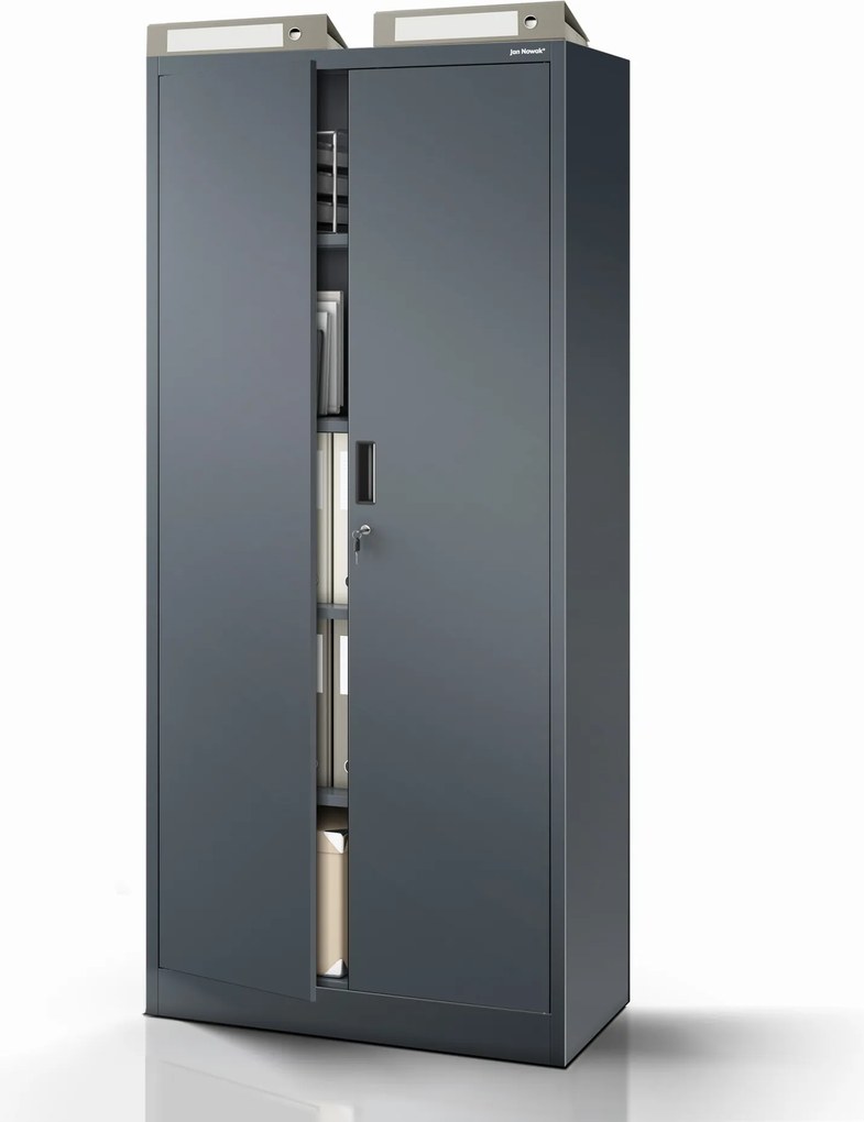 Kovová kancelárska skriňa so 4 policami, antracitová, 1750x800x400 mm: JAN Compact