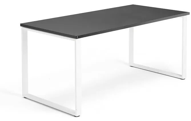 Kancelársky pracovný stôl QBUS, O-rám, 1600x800 mm, čierna/biela