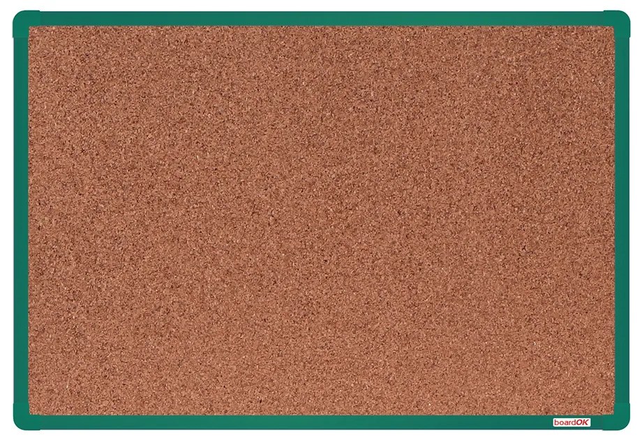 Korková nástenka boardOK v hliníkovom ráme, 600 x 900 mm, zelený rám