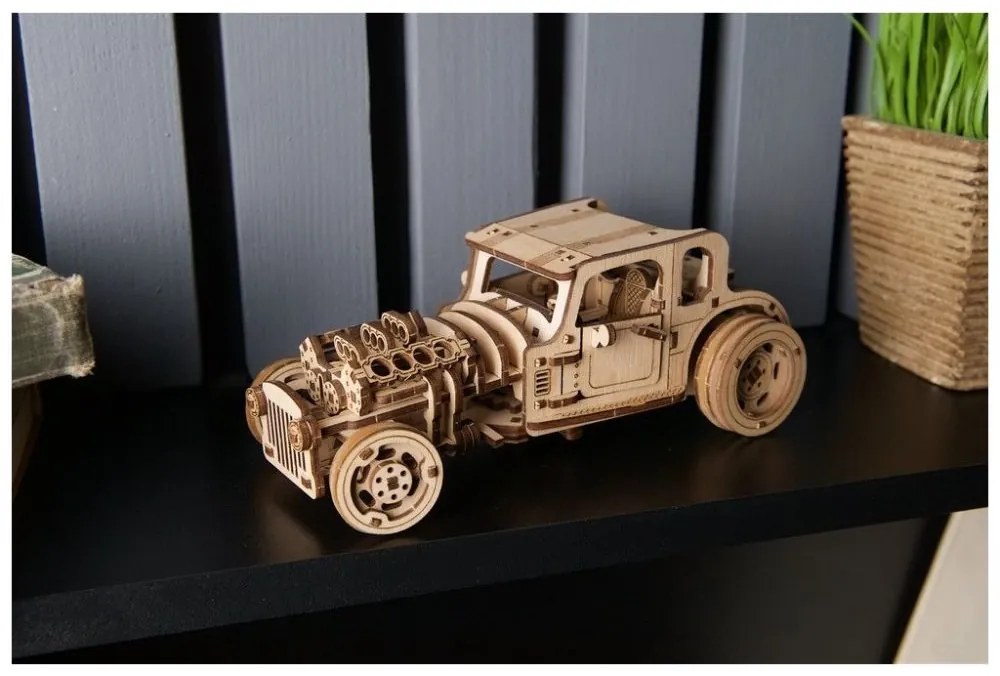 Ugears 3D drevené mechanické puzzle The Hot Rod Furious
