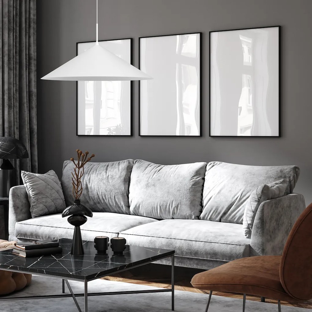 EUlight Závesné svietidlo Capital, 1x biele kovové tienidlo, (fi 60cm), w
