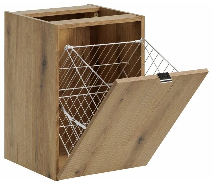 Závěsná umyvadlová skříňka Nova Oak 81-40-1DK 40 cm s košem na prádlo dub evoke