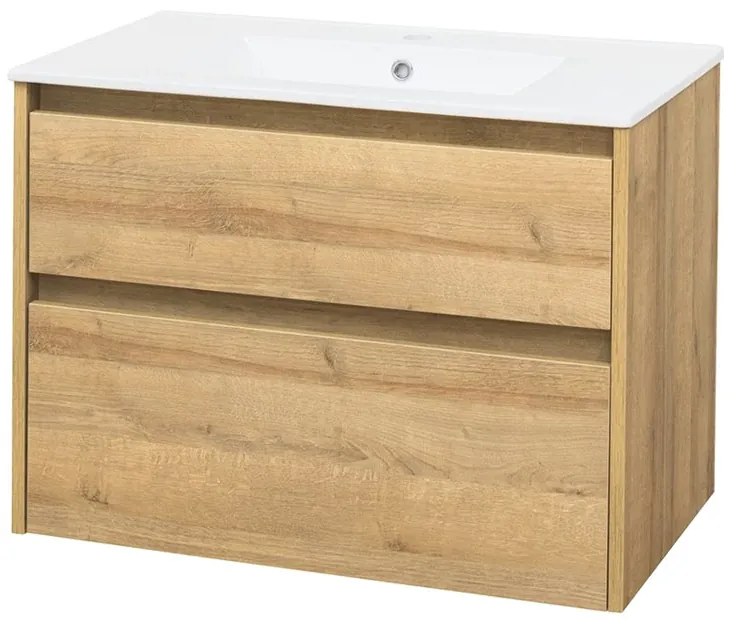 Mereo Mereo, Opto, kúpeľňová skrinka s keramickým umývadlom 81 cm, biela, dub, biela/dub, čierna, MER-CN921